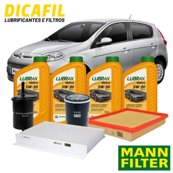 Kit Troca de Óleo Completa - Fiat Palio após 2014 - Lubrax Valora 5w30 Mann