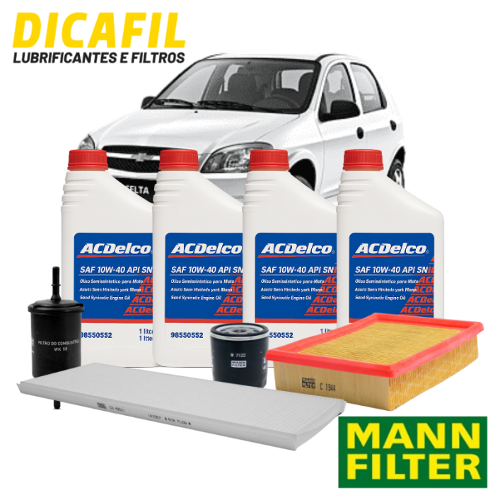 Kit Troca de óleo Completa - Celta 2001/2015 - ACDelco 10w40 Mann