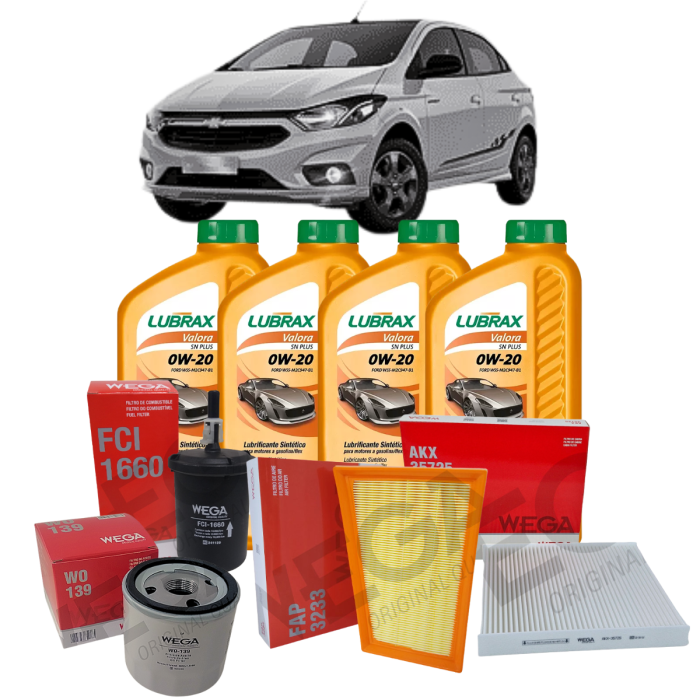 Kit Troca de óleo Completa - Onix 2019 a 2022 - Lubrax 0w20 Wega