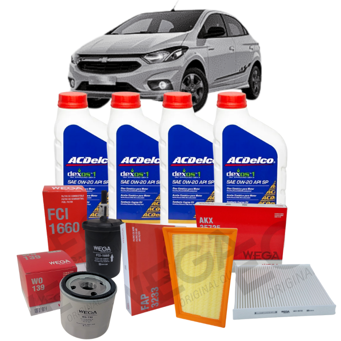 Kit Troca de óleo Completa - Onix 2019 a 2022 - ACDelco 0w20 Wega