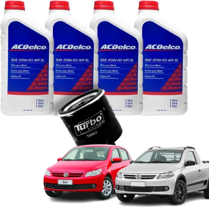 Kit Revisão Troca de Óleo - Vw Gol, Voyage, Saveiro, Fox e Parati - 20w50 ACDelco e Filtro TURBO 
