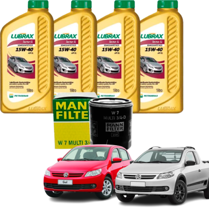 Kit Revisão Troca de Óleo - Vw Gol, Voyage, Saveiro, Fox e Parati - Lubrax 15w40 e Filtro MANN 