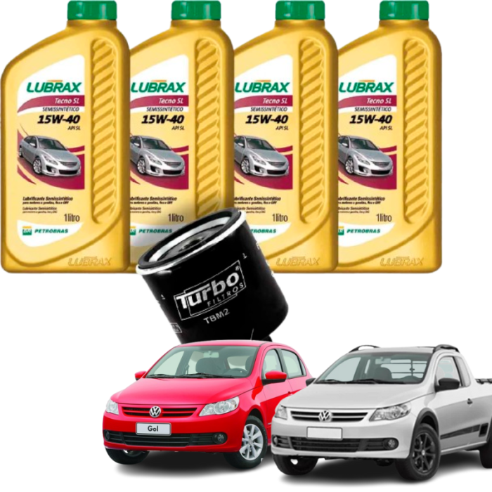 Kit Revisão Troca de Óleo - Vw Gol, Voyage, Saveiro, Fox e Parati - Lubrax 15w40 e Filtro TURBO
