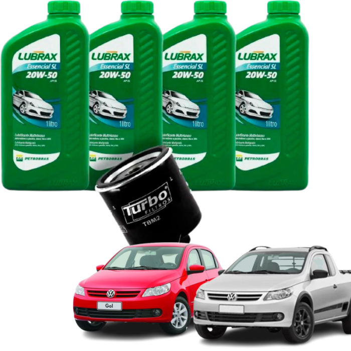 Kit Revisão Troca de Óleo - Vw Gol, Voyage, Saveiro, Fox e Parati - 20w50 Lubrax e Filtro TURBO 